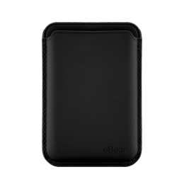 Магнитный кардхолдер uBear Leather Shell, натуральная кожа, чёрный