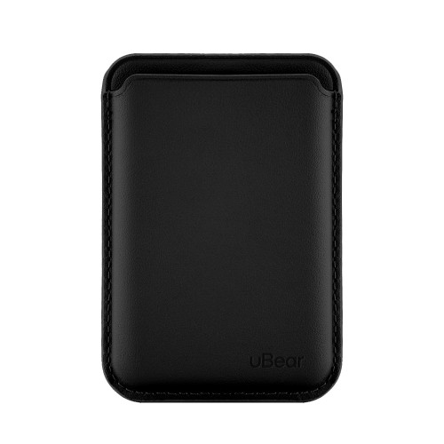 Магнитный кардхолдер uBear Leather Shell, натуральная кожа, чёрный
