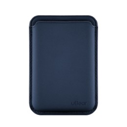 Магнитный кардхолдер uBear Leather Shell, натуральная кожа, синий