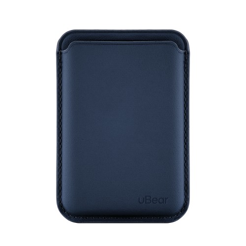 Магнитный кардхолдер uBear Leather Shell, натуральная кожа, синий