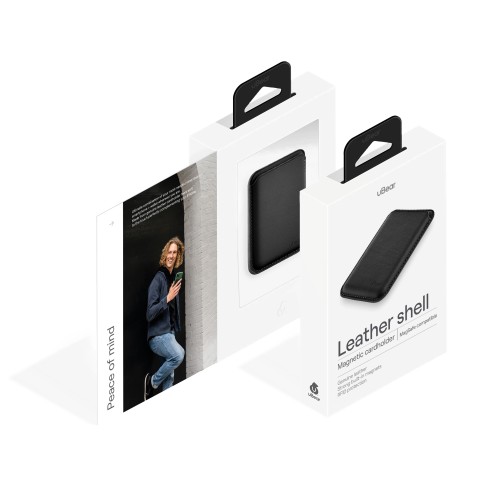 Магнитный кардхолдер uBear Leather Shell, натуральная кожа, синий