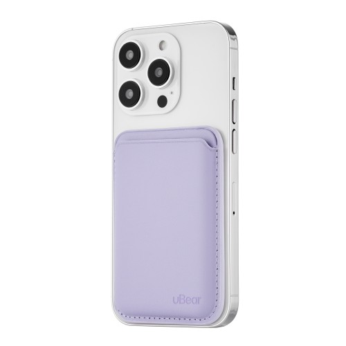 Магнитный кардхолдер uBear Leather Shell, натуральная кожа, фиолетовый