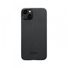 Чехол Pitaka MagEZ Case 4 для iPhone 15 Plus (6.7"), кевлар (арамид), узкое плетение, черно-серый