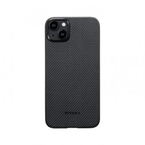 Чехол Pitaka MagEZ Case 4 для iPhone 15 Plus (6.7"), кевлар (арамид), узкое плетение, черно-серый