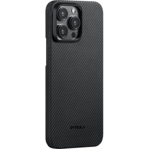 Чехол Pitaka MagEZ Case 4 для iPhone 15 Pro Max (6.7"), кевлар (арамид), узкое плетение, черно-серый