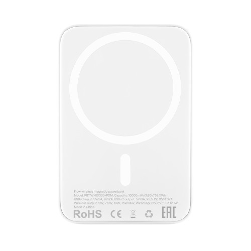 Внешний аккумулятор uBear Flow Magnetic Power bank 10000mAh, PD20W, белый