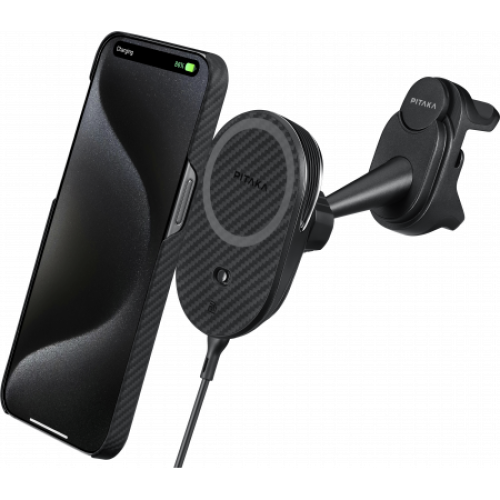 Автомобильный держатель с беспроводной зарядкой Pitaka MagEZ Car Mount Pro 2 - для (Tesla Model 3/Y) iPhone 13/14/15 и Samsung S22/S23/S24