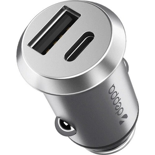 АЗУ Deppa USB A + USB-C, PD, QC 3.0, серебристый