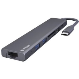 USB Type-C хаб 7-в-1 Deppa , HDMI, Power Delivery, 2xUSB 3.0, RJ45, microSD/SD, графит