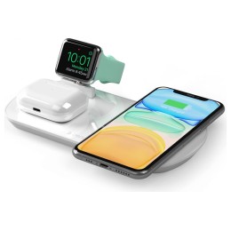 Зарядная станция Deppa 3 в 1: iPhone, Apple Watch, Airpods, беспроводная, 17,5 Вт, белый