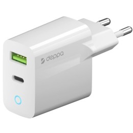 СЗУ USB-C + USB A Deppa, PD 3.0, QC 3.0, 20W, белый