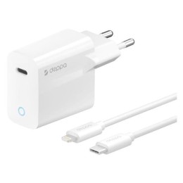 СЗУ USB Type-C Deppa, Power Delivery, 20Вт, дата-кабель USB-C - Lightning MFI, белый
