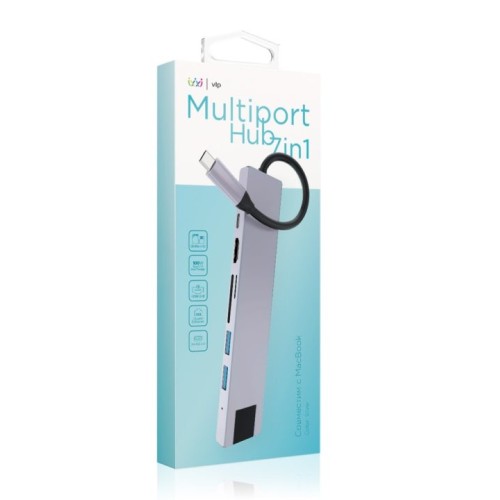 Адаптер VLP USB-C Multiport Hub 7 в 1, серебристый