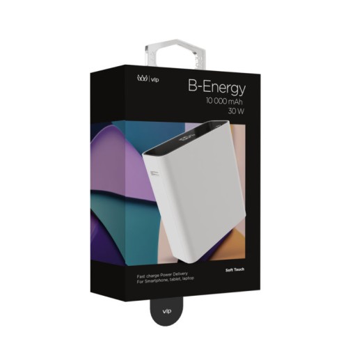 Аккумулятор внешний VLP B-Energy 10000mAh 30W, USB-C+USB-A, белый