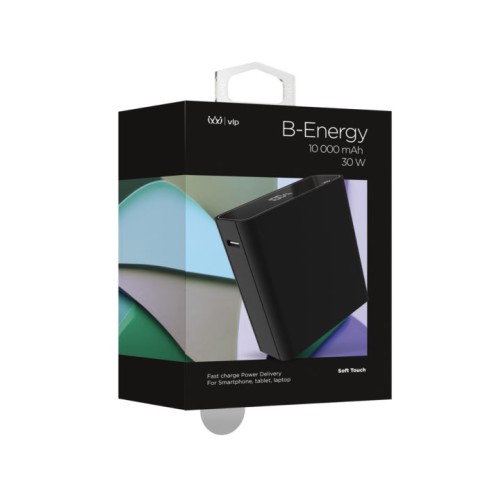 Аккумулятор внешний VLP B-Energy 10000mAh 30W, USB-C+USB-A, черный