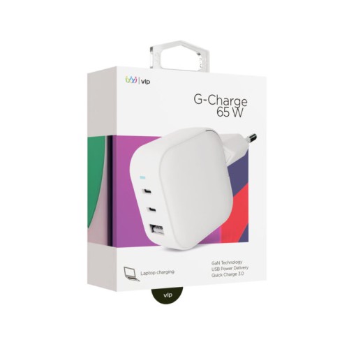 СЗУ VLP G-Charge 65Вт 2*USB-С+USB-A, PD, QC, белый
