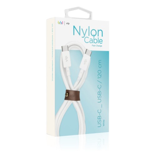 Дата-кабель VLP Nylon Cable USB C - USB C, 1.2м, белый