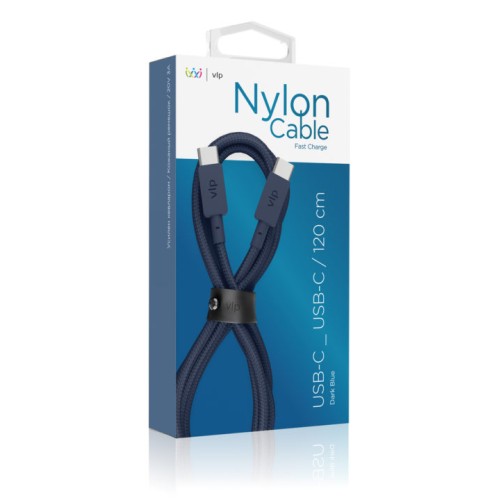 Дата-кабель VLP Nylon Cable USB C - USB C, 1.2м, темно-синий