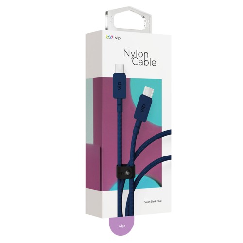 Дата-кабель VLP Nylon Cable USB C - USB C, 100W, 1.2м, темно-синий