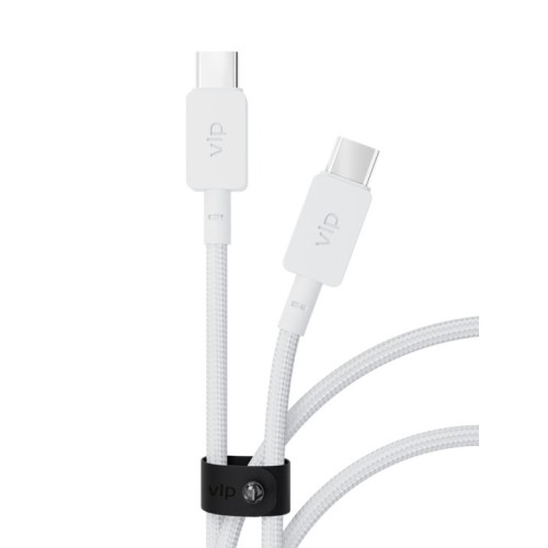 Дата-кабель VLP Nylon Cable USB C - USB C, 100W, 2м, белый