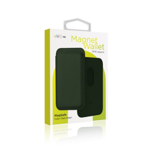 Картхолдер VLP из экокожи с MagSafe, темно-зеленый