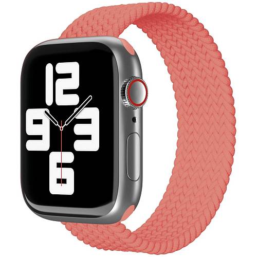 Ремешок нейлоновый плетёный VLP для Apple Watch 42/44/45, S/M, 2шт, коралловый