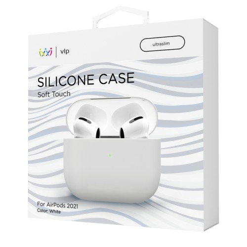 Чехол силиконовый VLP Soft Touch, тонкий силикон, для AirPods (3rd generation), белый