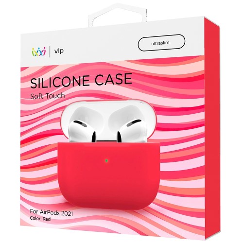 Чехол силиконовый VLP Soft Touch, тонкий силикон, для AirPods (3rd generation), красный
