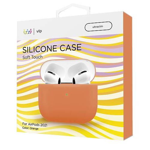 Чехол силиконовый VLP Soft Touch, тонкий силикон, для AirPods (3rd generation), оранжевый