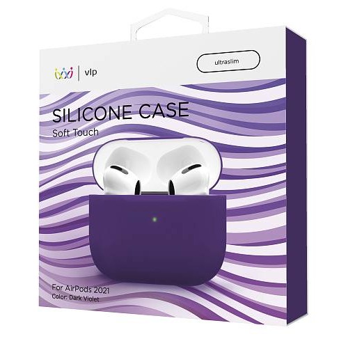 Чехол силиконовый VLP Soft Touch, тонкий силикон, для AirPods (3rd generation), тёмно-фиолетовый
