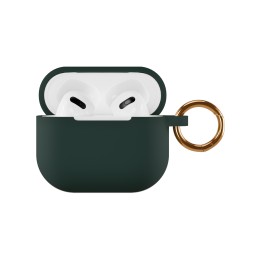 Чехол силиконовый VLP Soft Touch, с кольцом, для AirPods (3rd generation), темно-зеленый
