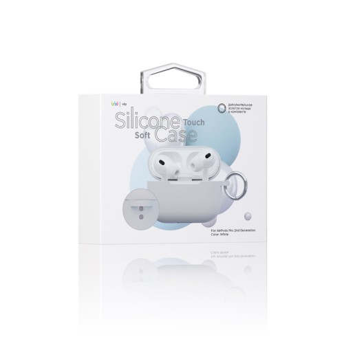 Чехол силиконовый VLP Soft Touch, с кольцом, для AirPods Pro 2 (2022), белый
