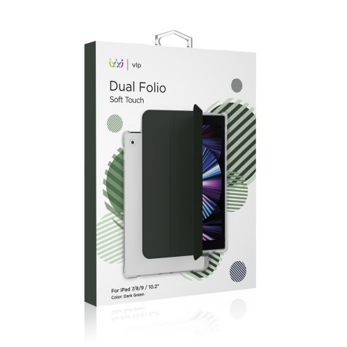 Чехол защитный VLP Dual Folio для iPad 7/8/9, темно-зеленый
