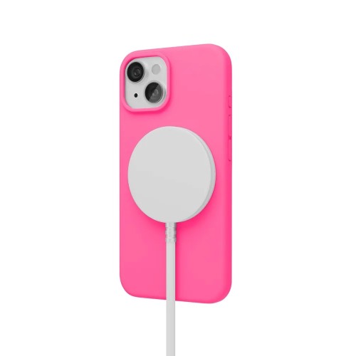 Чехол защитный VLP Aster Case с MagSafe для iPhone 14/15, неоновый розовый