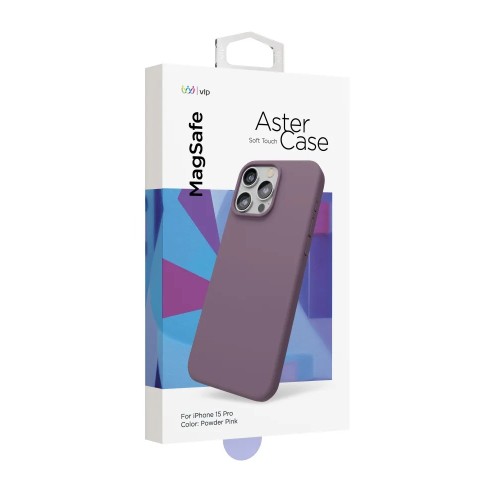 Чехол защитный VLP Aster Case с MagSafe для iPhone 15 Pro, пудровый