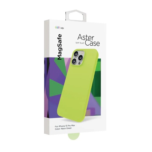 Чехол защитный VLP Aster Case с MagSafe для iPhone 15 ProMax, неоновый зеленый