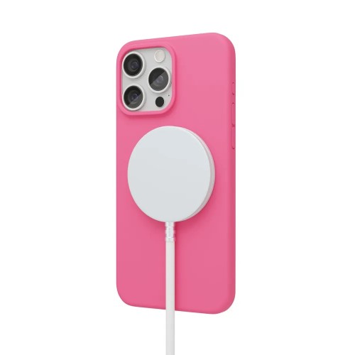 Чехол защитный VLP Aster Case с MagSafe для iPhone 15 ProMax, неоновый розовый