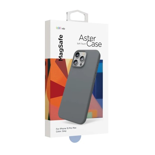 Чехол защитный VLP Aster Case с MagSafe для iPhone 15 ProMax, серый