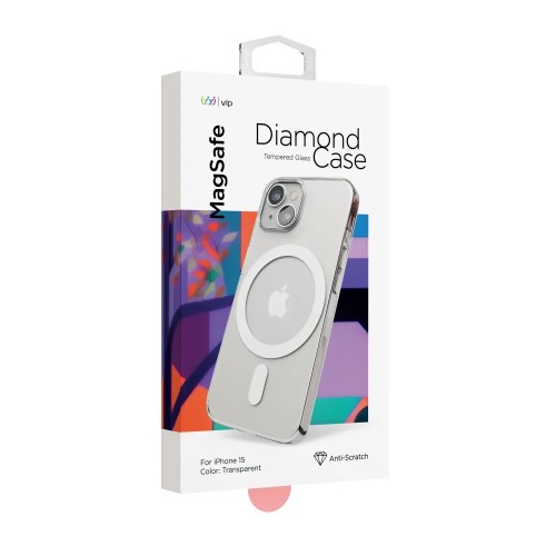 Чехол защитный VLP Diamond Case с MagSafe для iPhone 14/15, прозрачный