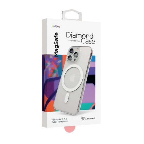 Чехол защитный VLP Diamond Case с MagSafe для iPhone 15 Pro, прозрачный