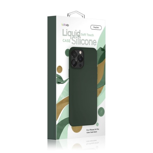 Чехол защитный VLP Silicone case с MagSafe для iPhone 14 Pro, темно-зеленый