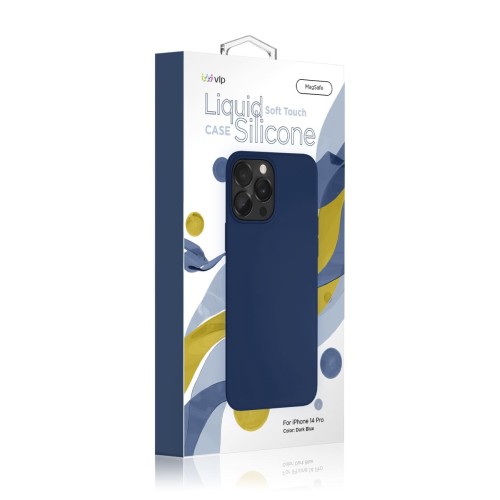 Чехол защитный VLP Silicone case с MagSafe для iPhone 14 Pro, темно-синий
