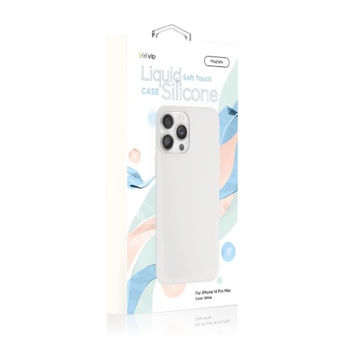 Чехол защитный VLP Silicone case с MagSafe для iPhone 14 ProMax, белый