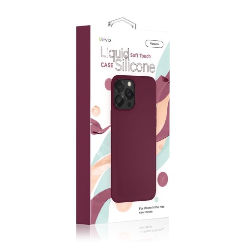 Чехол защитный VLP Silicone case с MagSafe для iPhone 14 ProMax, марсала