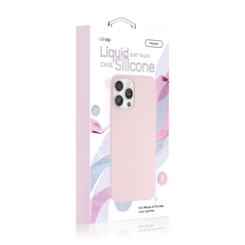 Чехол защитный VLP Silicone case с MagSafe для iPhone 14 ProMax, светло-розовый