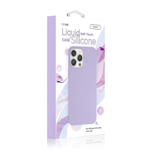 Чехол защитный VLP Silicone case с MagSafe для iPhone 14 ProMax, сиреневый