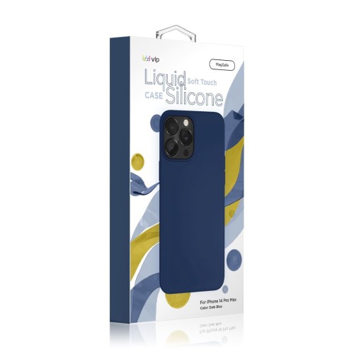 Чехол защитный VLP Silicone case с MagSafe для iPhone 14 ProMax, темно-синий