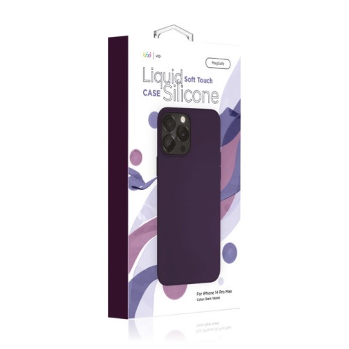 Чехол защитный VLP Silicone case с MagSafe для iPhone 14 ProMax, темно-фиолетовый