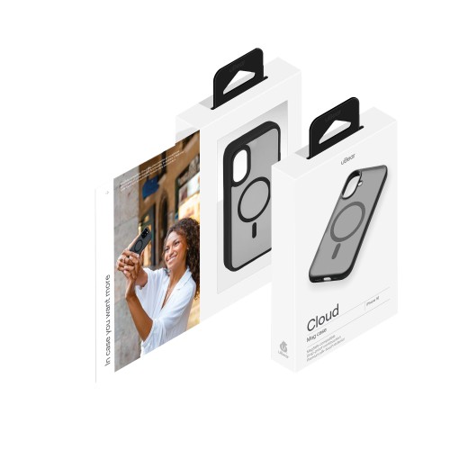 Чехол защитный uBear Cloud Mag Case для iPhone 16, MagSafe совместимый, усиленный, силк-тач, черный