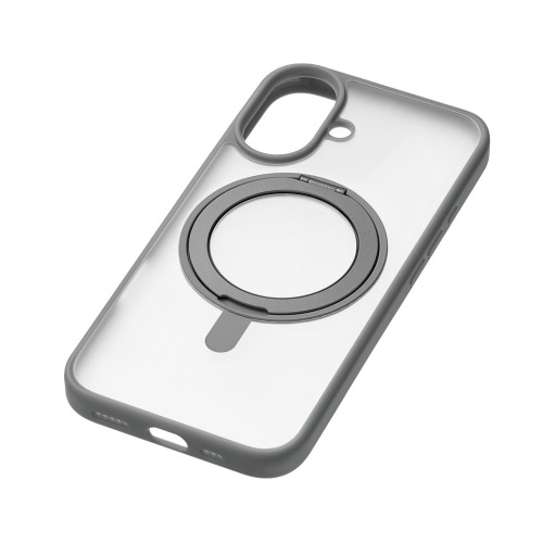 Чехол защитный uBear Clip 360 Mag Case для iPhone 16, MagSafe совместимый, с вращающейся магнитной подставкой, силк-тач, серый